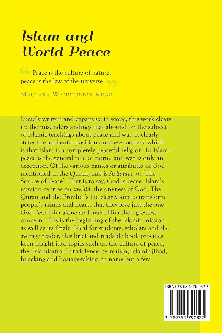 Rückseite: 9789351790327 | Islam and World Peace | Wahiduddin Khan | Taschenbuch | Englisch