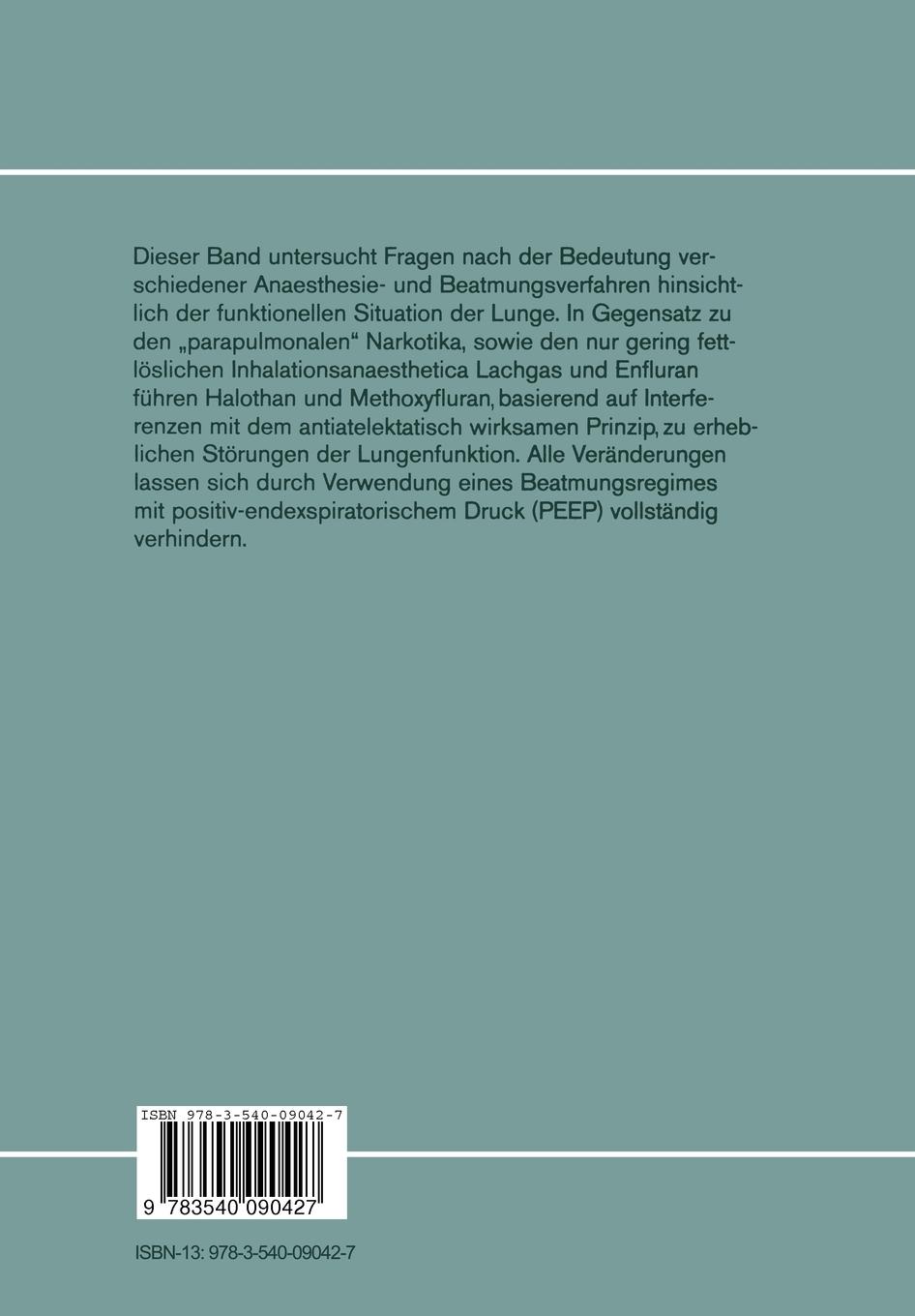 Rückseite: 9783540090427 | Zur funktionellen Beeinflussung der Lunge durch Anaesthetica | Buch