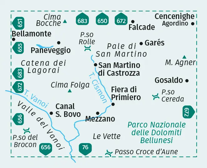 Bild: 9783991540427 | KOMPASS Wanderkarte 653 Pale di San Martino, Primiero San Martino...