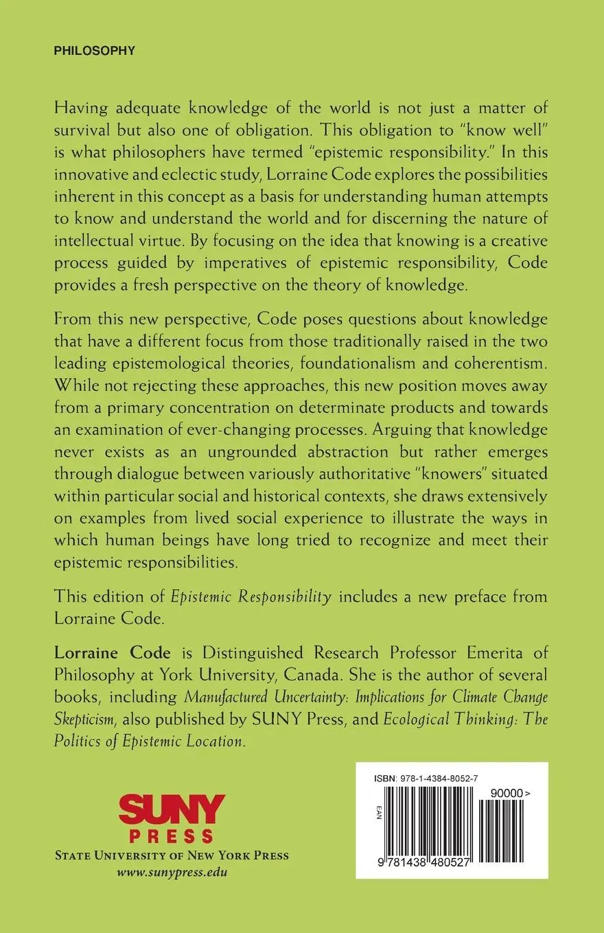 Rückseite: 9781438480527 | Epistemic Responsibility | Lorraine Code | Taschenbuch | Englisch