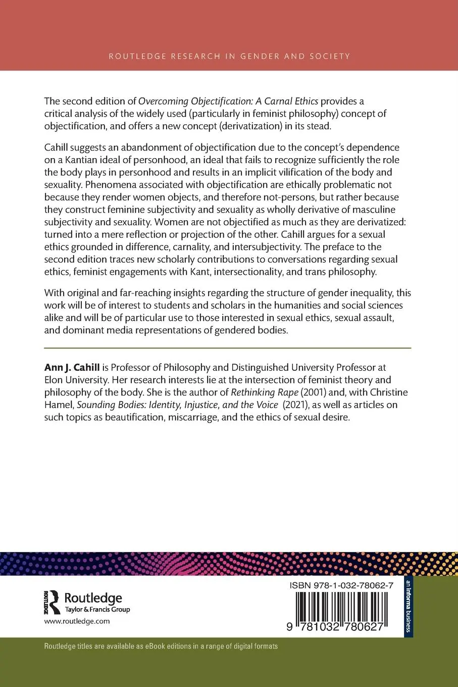 Rückseite: 9781032780627 | Overcoming Objectification | A Carnal Ethics | Ann J. Cahill | Buch
