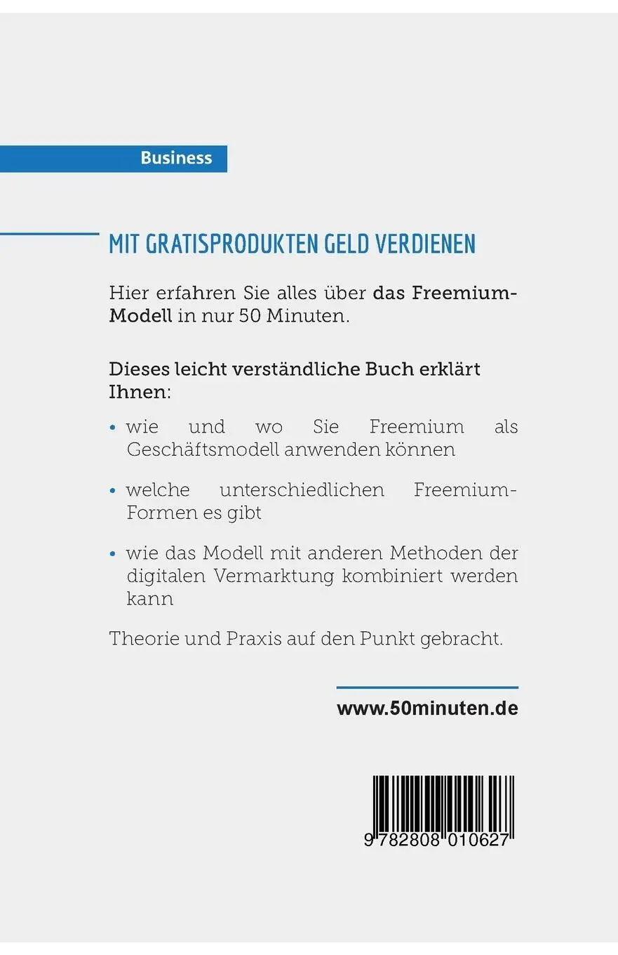 Rückseite: 9782808010627 | Das Freemium-Modell | "Gratis" als Verkaufsinstrument | 50minuten