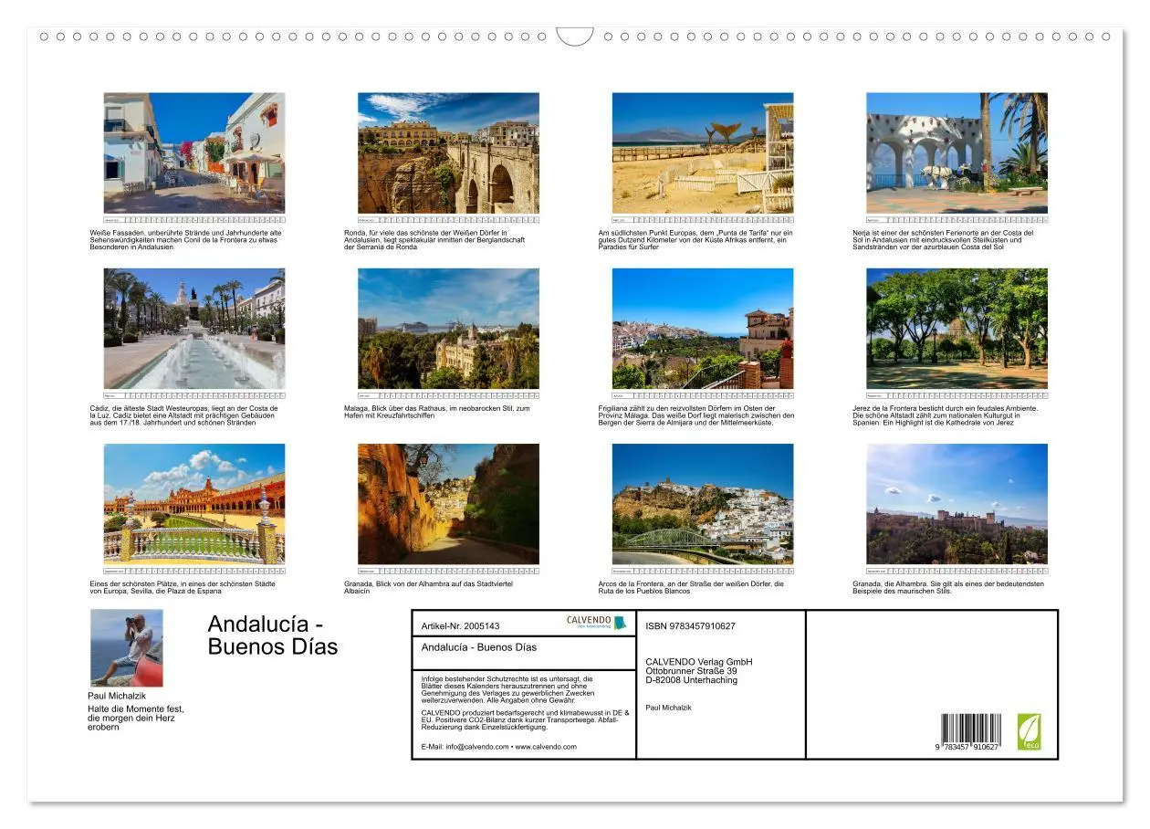 Bild: 9783457910627 | Andalucía - Buenos Días (Wandkalender 2026 DIN A2 quer), CALVENDO...