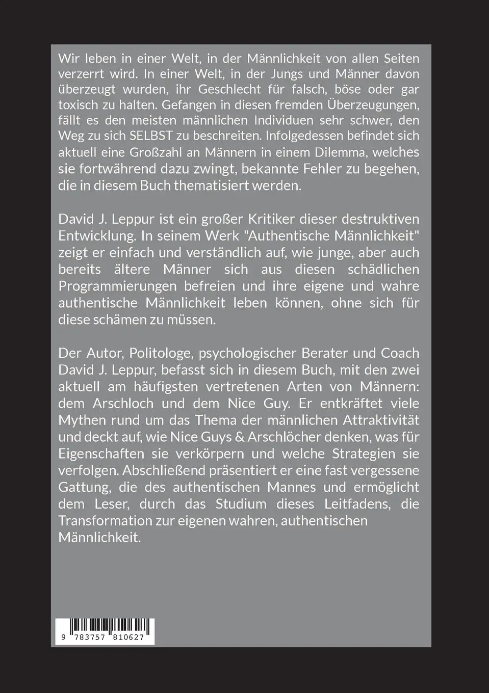 Rückseite: 9783757810627 | Authentische Männlichkeit | Divad J. Leppur | Taschenbuch | Paperback