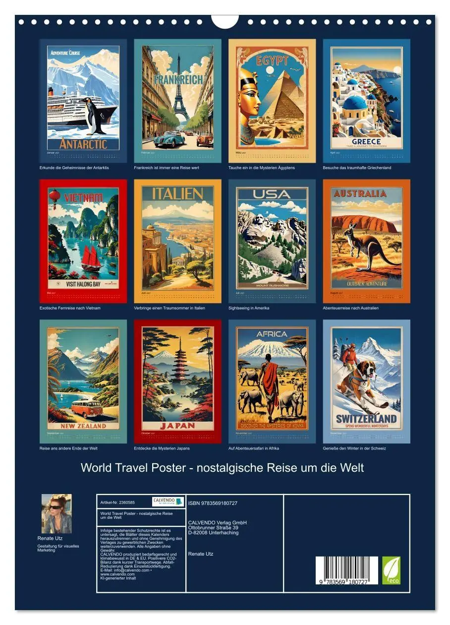 Bild: 9783569180727 | World Travel Poster - nostalgische Reise um die Welt (Wandkalender...