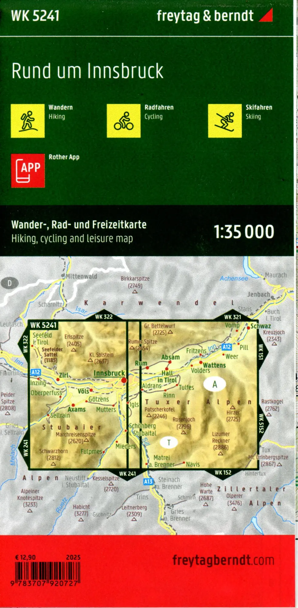 Bild: 9783707920727 | freytag &amp; berndt Wanderkarte WK 5241 Rund um Innsbruck 1:35.000 | 2025