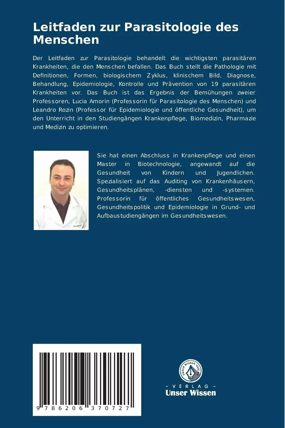 Rückseite: 9786206370727 | Leitfaden zur Parasitologie des Menschen | Leandro Rozin (u. a.)