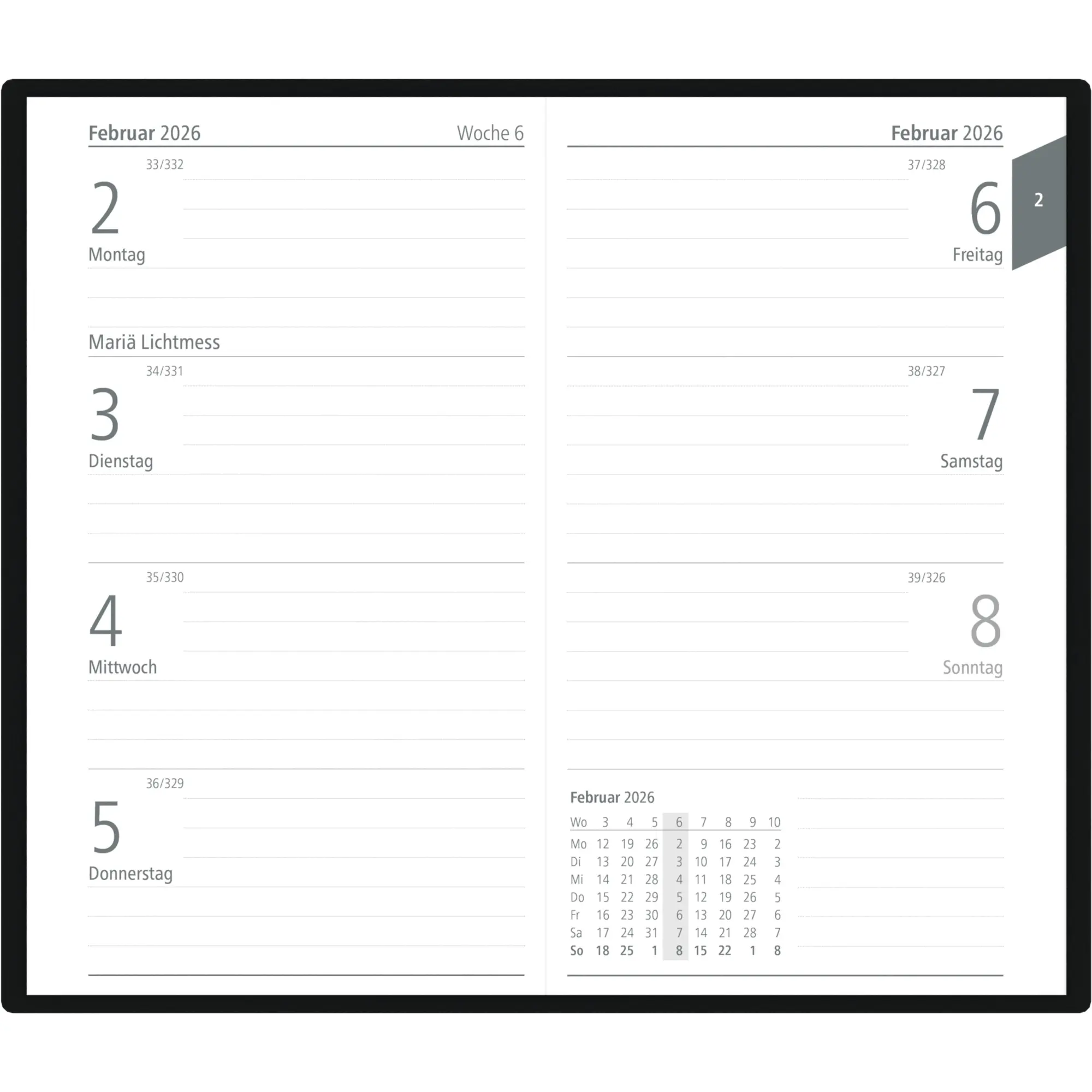 Bild: 4069095000827 | Taschenplaner schwarz 2026 - Bürokalender 9,5x16 cm - 112 Seiten -...