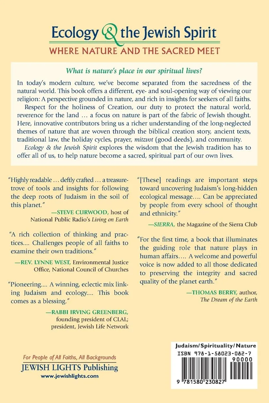Rückseite: 9781580230827 | Ecology &amp; the Jewish Spirit | Where Nature &amp; the Sacred Meet | Buch