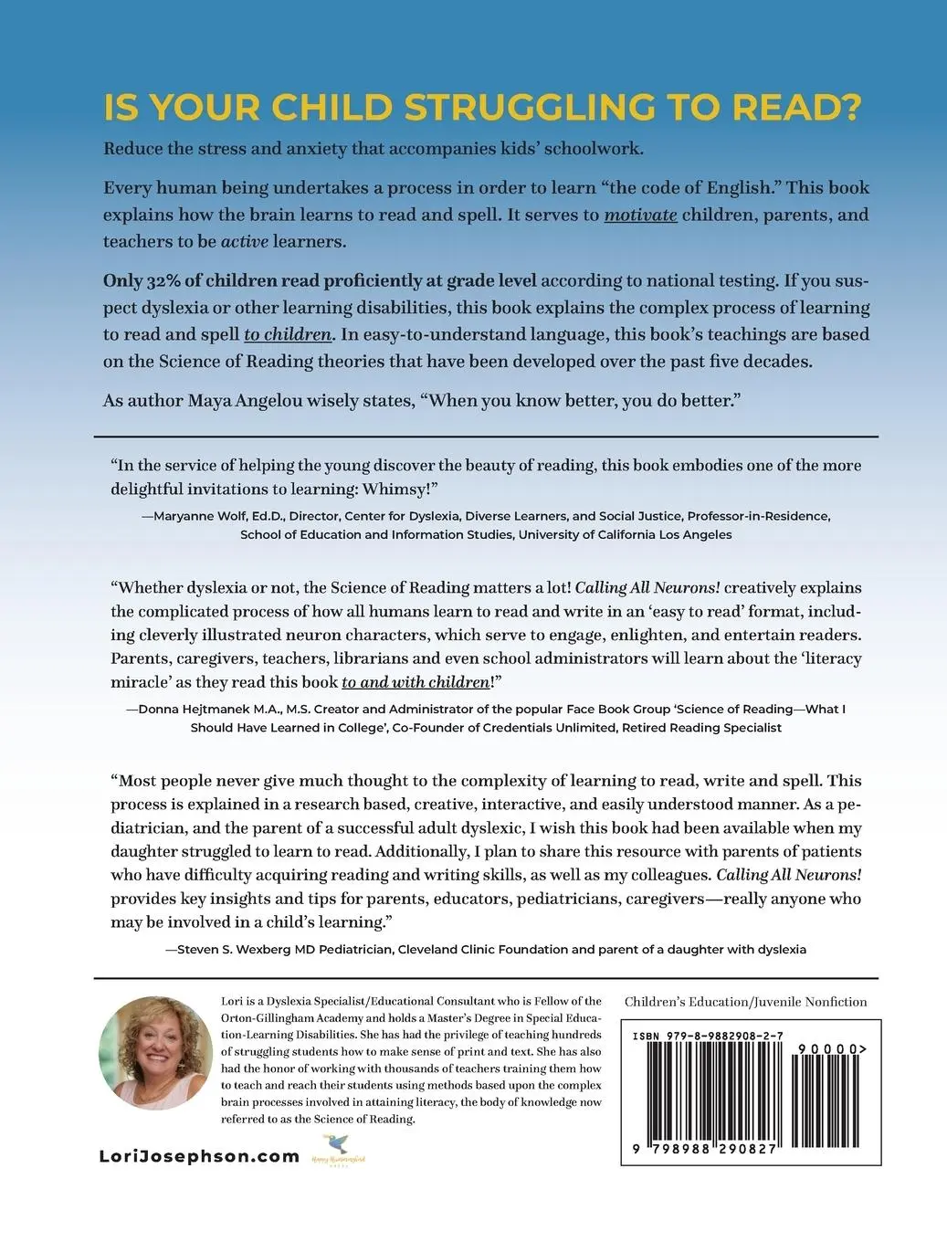 Rückseite: 9798988290827 | Calling All Neurons! | How Reading and Spelling Happen | Josephson