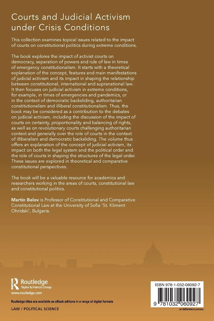 Rückseite: 9781032060927 | Courts and Judicial Activism under Crisis Conditions | Martin Belov