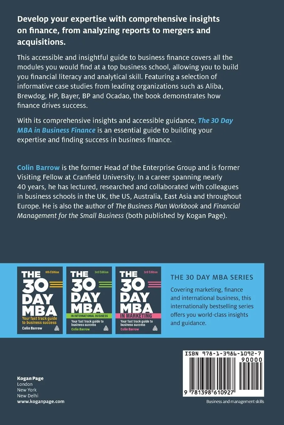 Rückseite: 9781398610927 | 30 Day MBA in Business Finance | Colin Barrow | Taschenbuch | Englisch