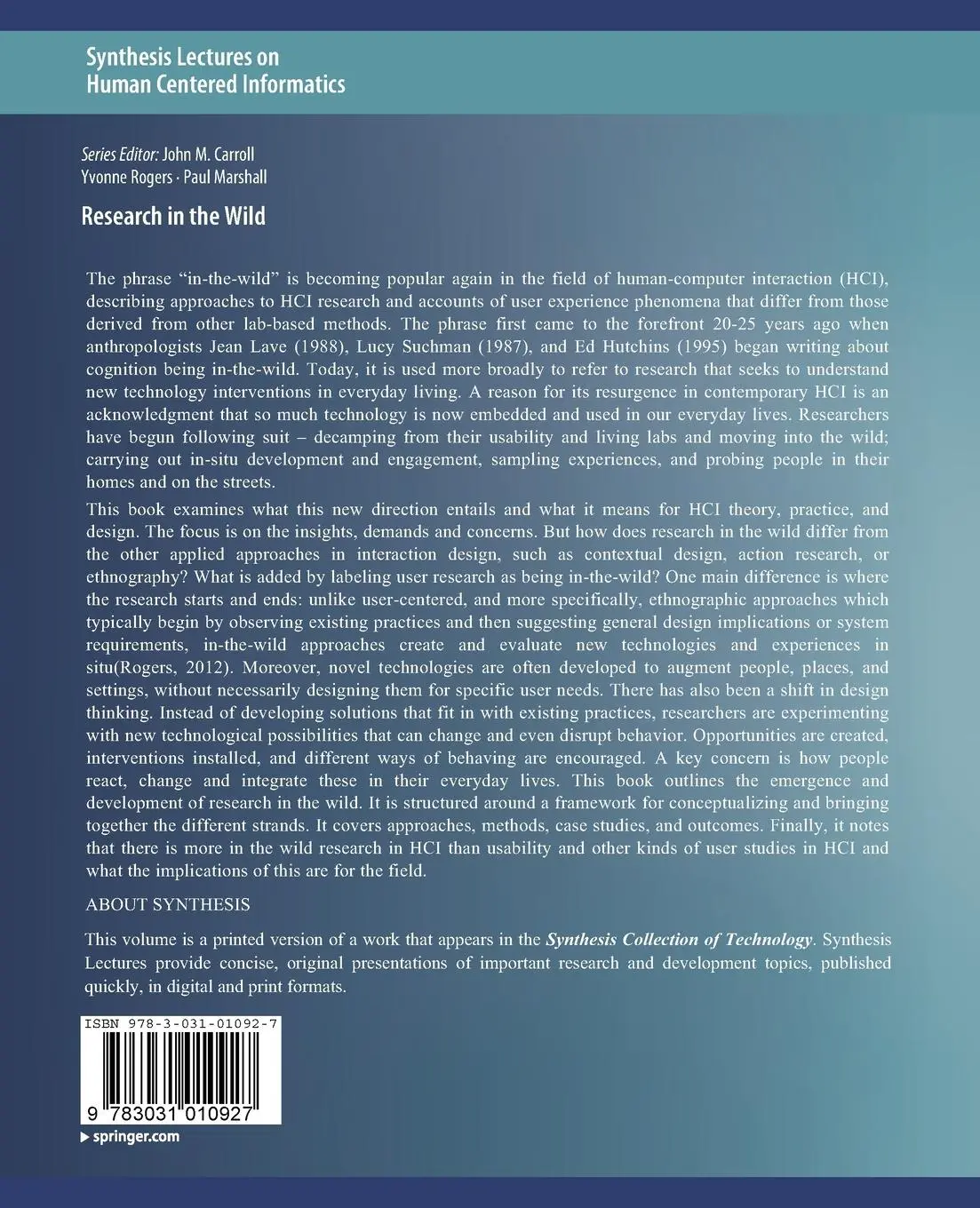 Rückseite: 9783031010927 | Research in the Wild | Paul Marshall (u. a.) | Taschenbuch | xiii