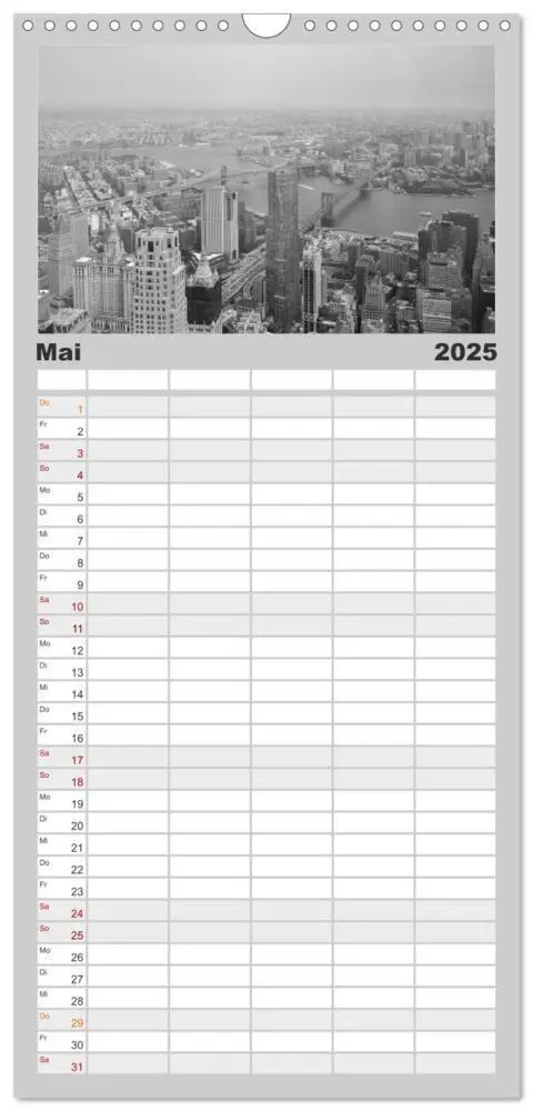 Bild: 9783457120927 | Familienplaner 2025 - New York in schwarz weiss mit 5 Spalten...