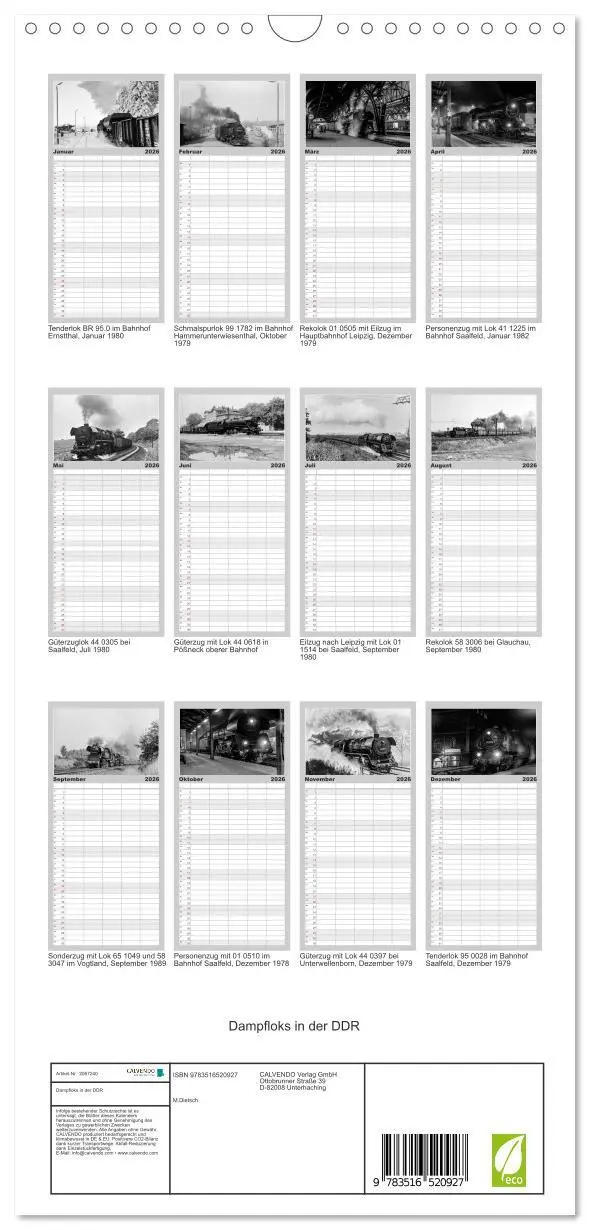 Bild: 9783516520927 | Familienplaner 2026 - Dampfloks in der DDR mit 5 Spalten...