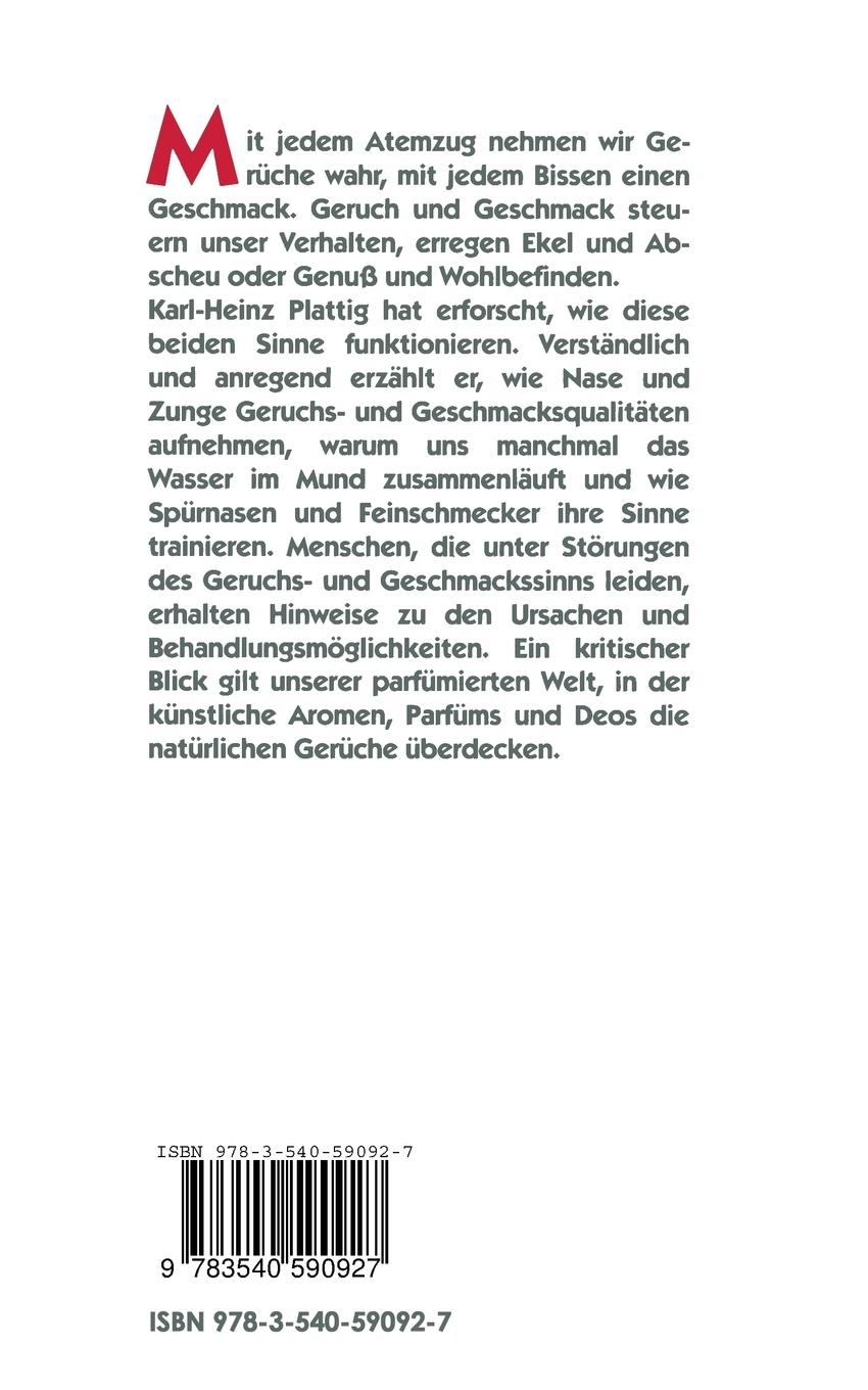 Rückseite: 9783540590927 | Spürnasen und Feinschmecker | Die chemischen Sinne des Menschen | Buch