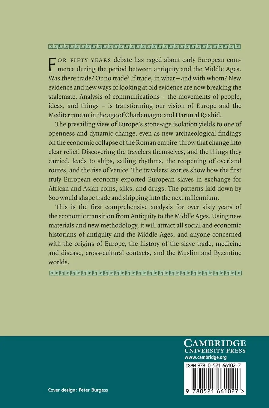 Rückseite: 9780521661027 | Origins of the European Economy | Michael Mccormick | Buch | Englisch