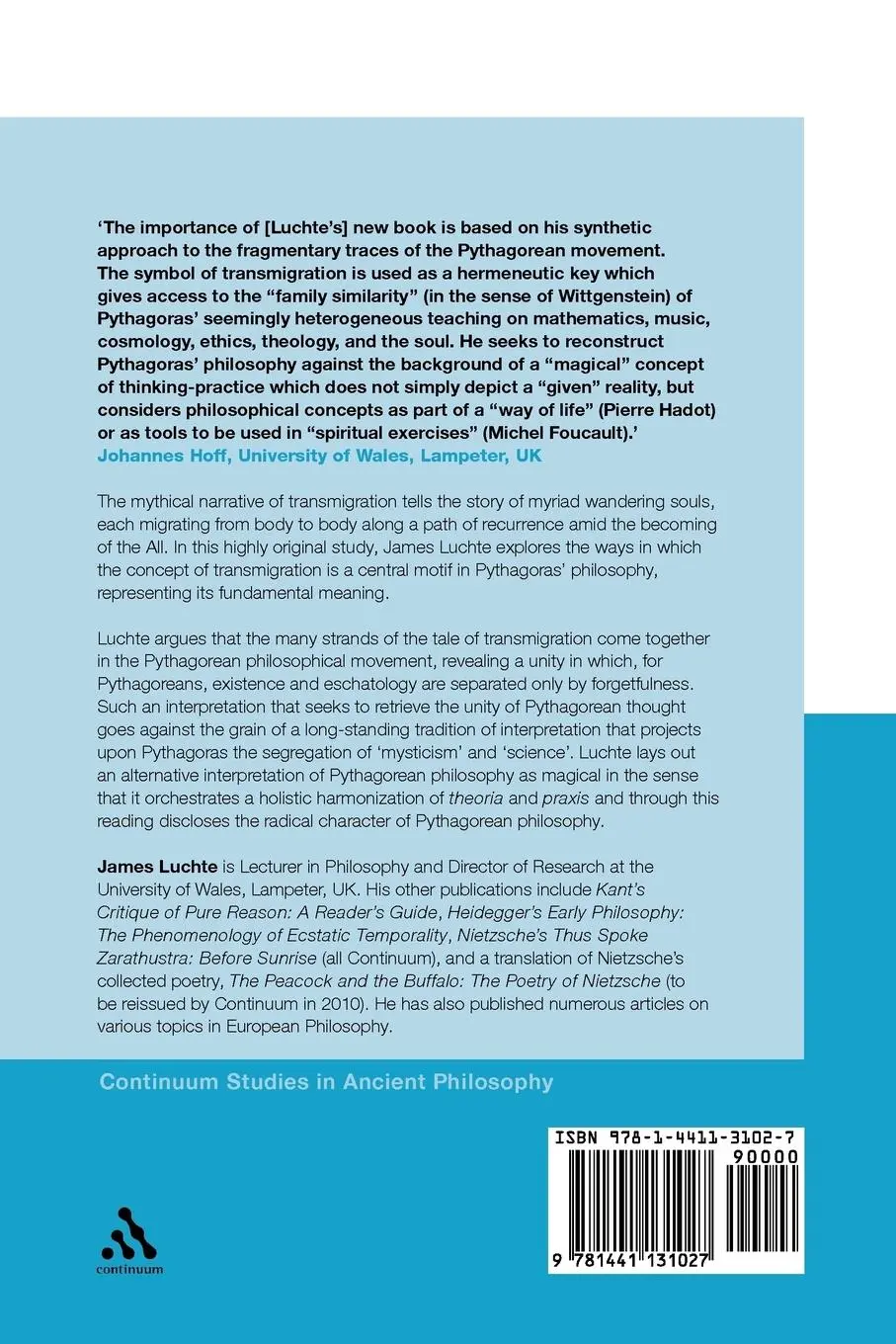 Rückseite: 9781441131027 | Pythagoras and the Doctrine of Transmigration | Wandering Souls | Buch