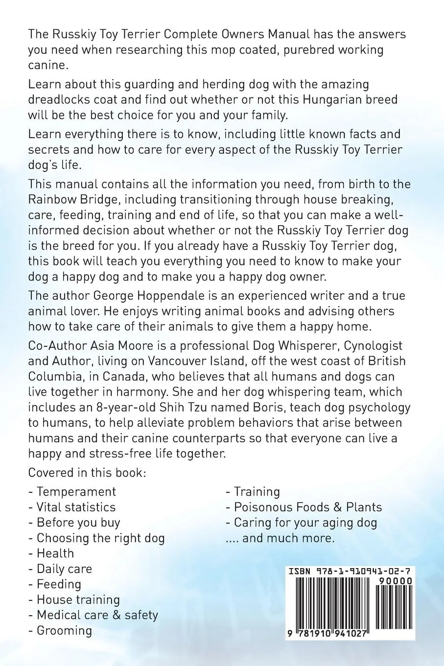 Rückseite: 9781910941027 | Russkiy Toy. Russkiy Toy Dog Complete Owners Manual. Russkiy Toy...