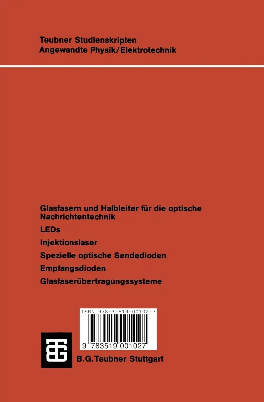 Rückseite: 9783519001027 | Sende- und Empfangsdioden für die Optische Nachrichtentechnik | Buch