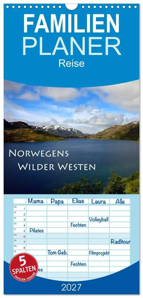 Cover: 9783594321027 | Familienplaner 2027 - Norwegens Wilder Westen mit 5 Spalten...