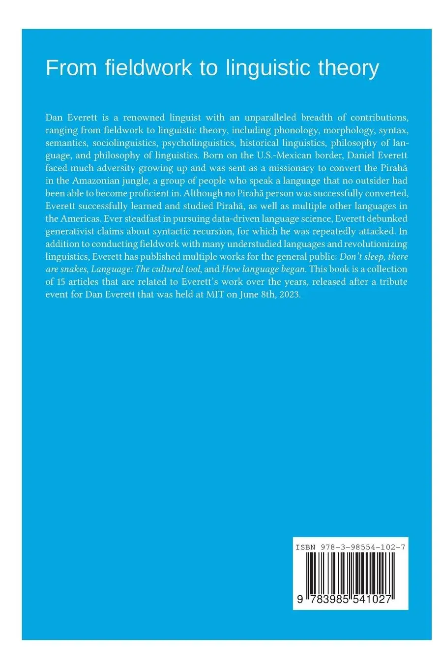 Rückseite: 9783985541027 | From fieldwork to linguistic theory | Edward Gibson (u. a.) | Buch