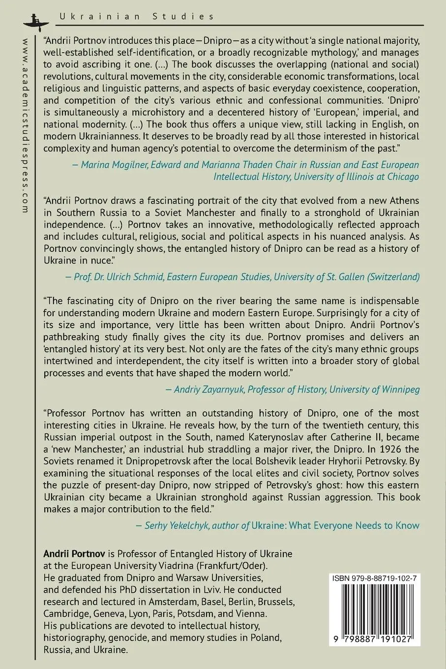 Rückseite: 9798887191027 | Dnipro | An Entangled History of a European City | Andrii Portnov
