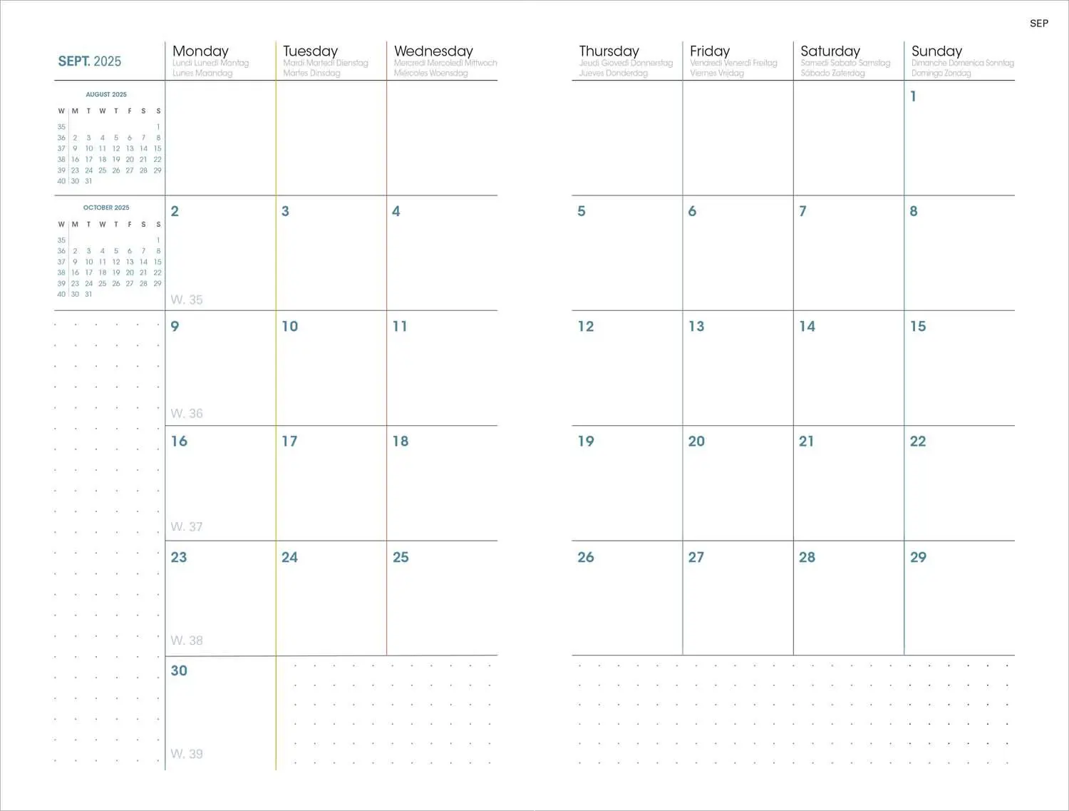 Bild: 3371010461127 | Plan Note 15 Pastel Grün 2026 | Kalender im Schreibtischformat | Vadis