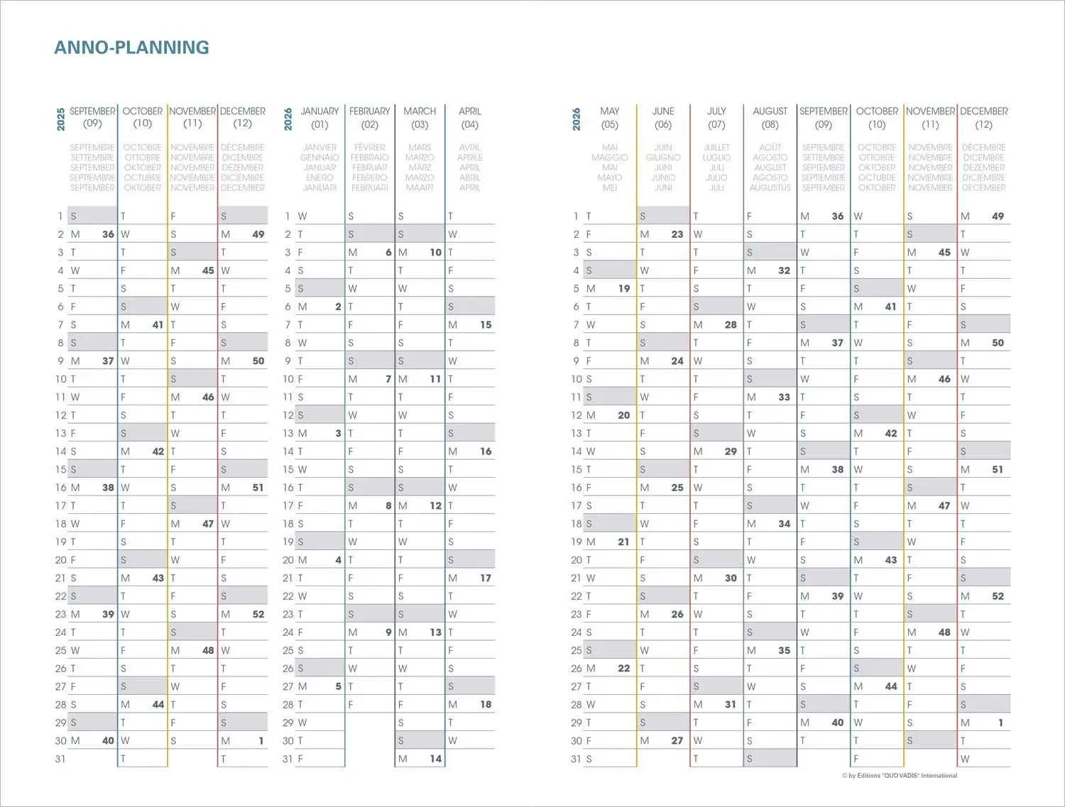 Bild: 3371010461127 | Plan Note 15 Pastel Grün 2026 | Kalender im Schreibtischformat | Vadis