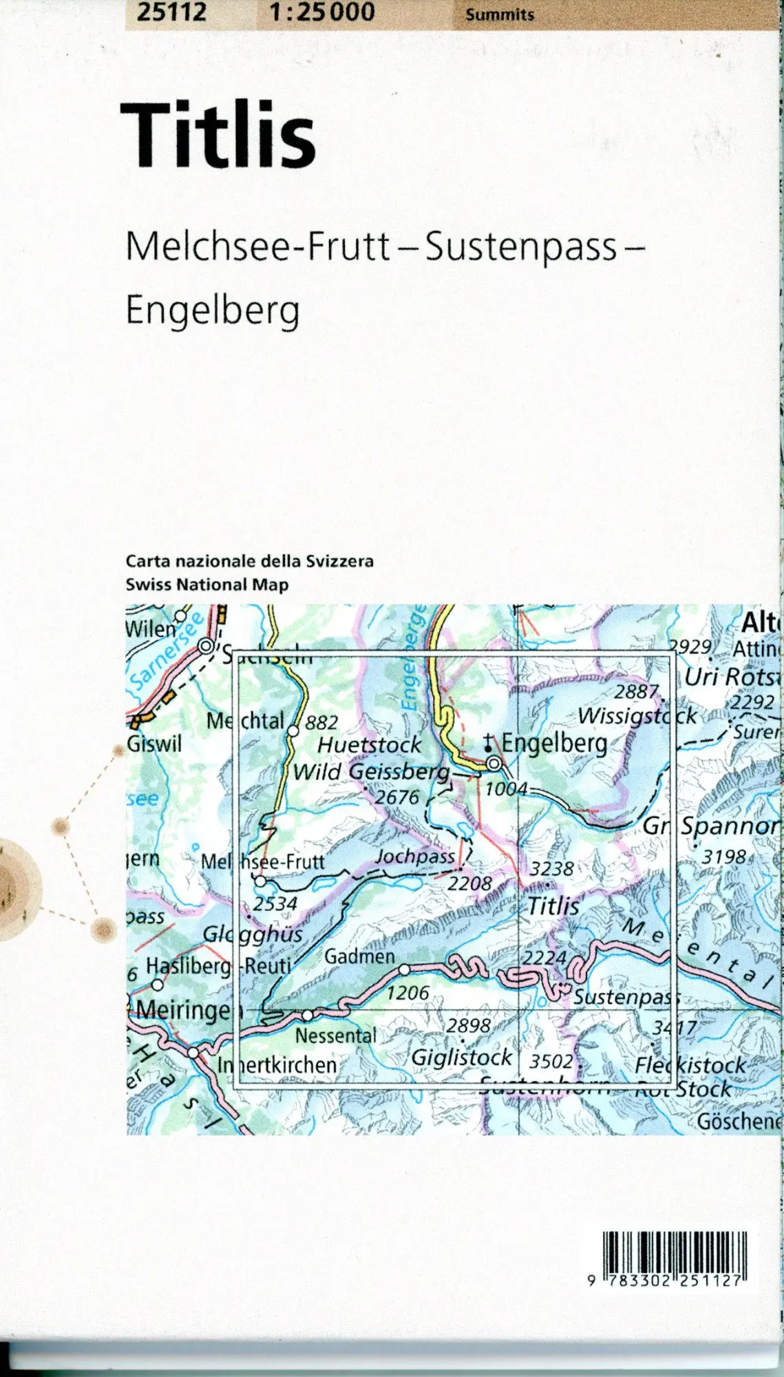 Bild: 9783302251127 | 25112 Titlis | Melchsee-Frutt - Sustenpass - Engelberg | swisstopo