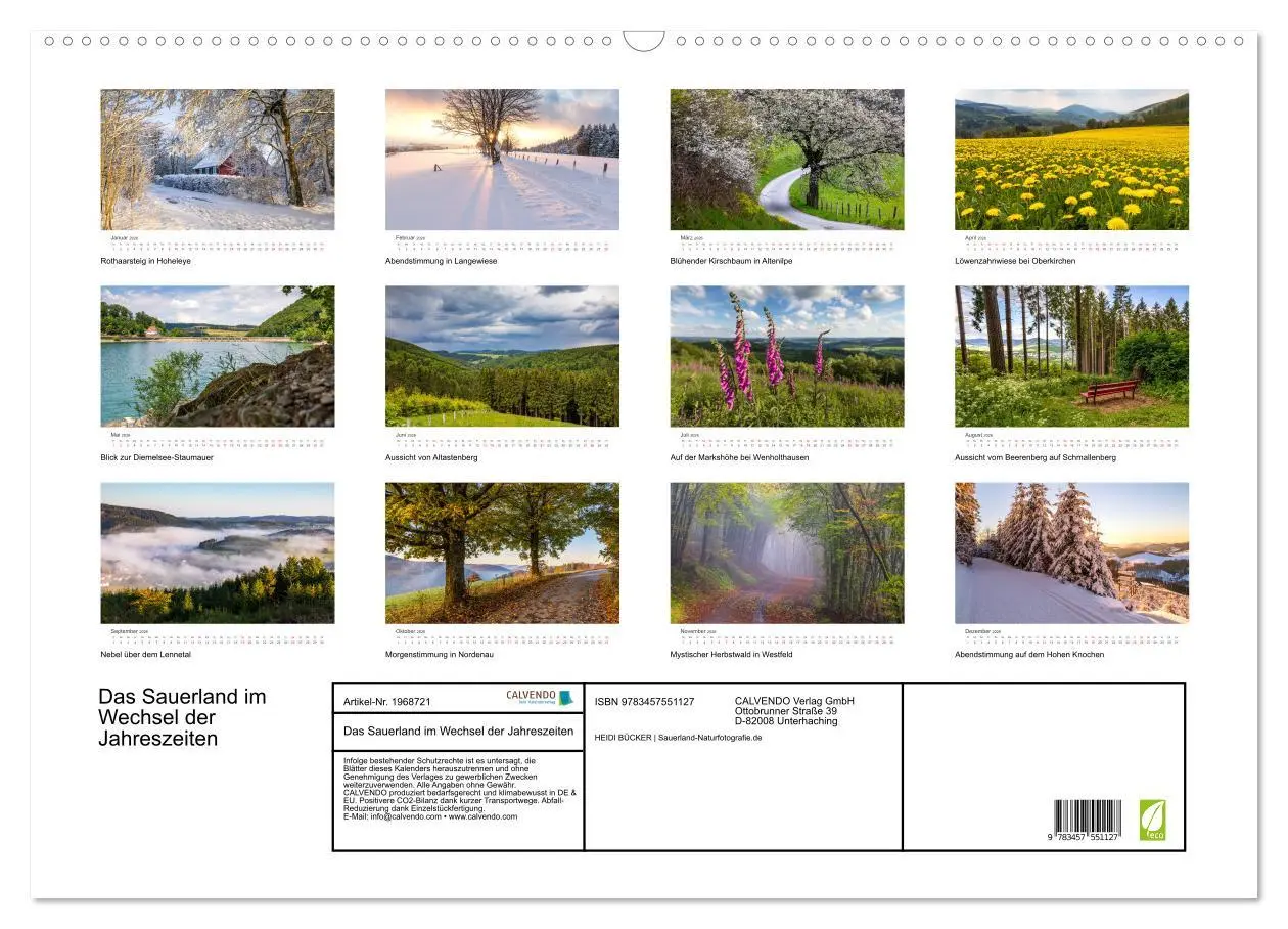 Bild: 9783457551127 | Das Sauerland im Wechsel der Jahreszeiten (Wandkalender 2026 DIN A2...