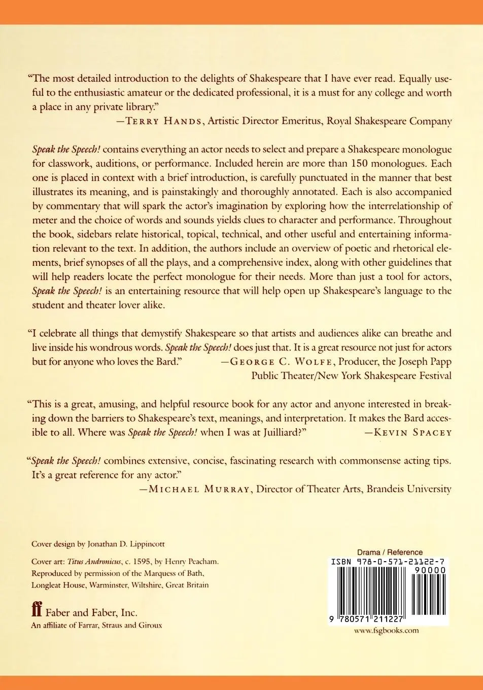Rückseite: 9780571211227 | Speak the Speech! | Shakespeare's Monologues Illuminated | Taschenbuch