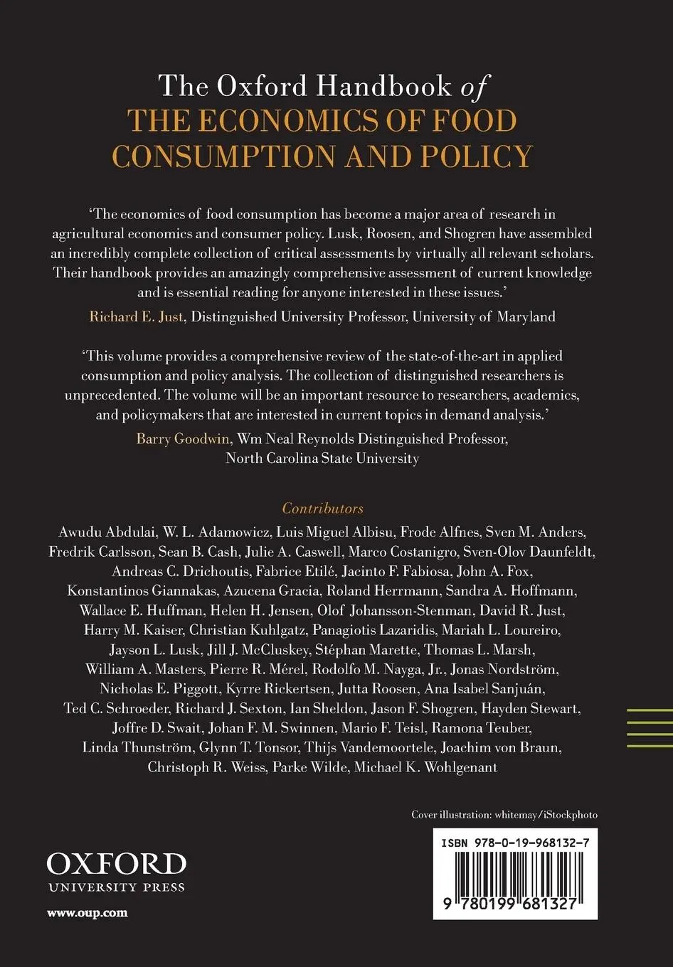 Rückseite: 9780199681327 | Oxford Handbook of the Economics of Food Consumption and Policy | Buch