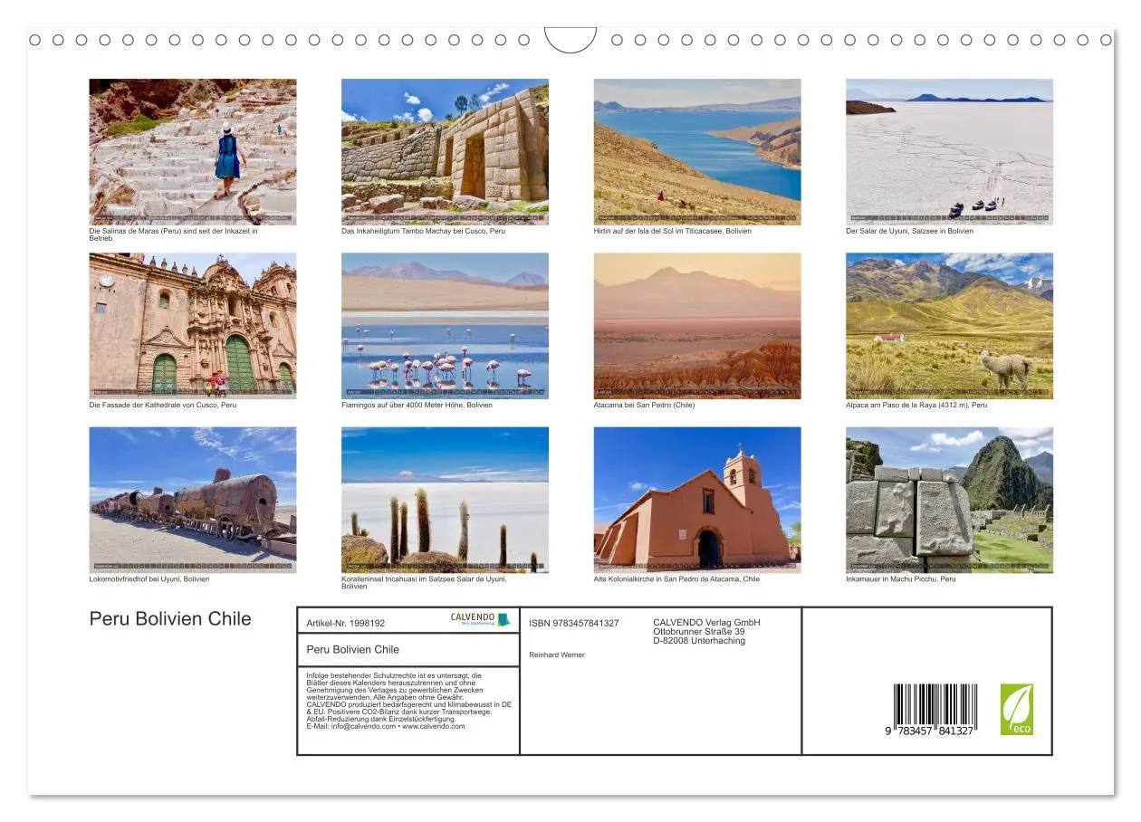 Bild: 9783457841327 | Peru Bolivien Chile (Wandkalender 2026 DIN A3 quer), CALVENDO...