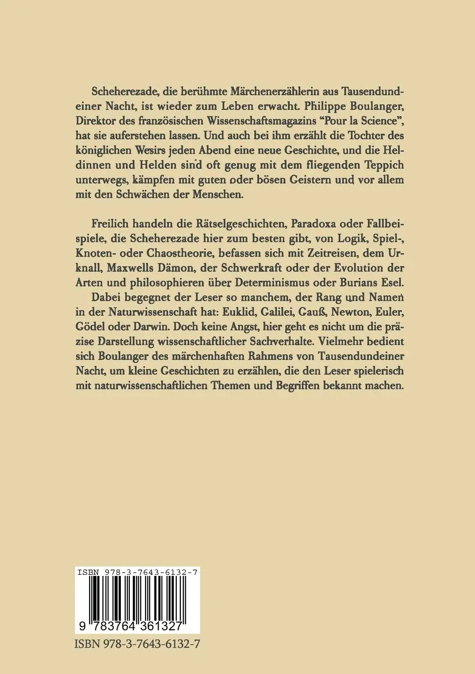 Rückseite: 9783764361327 | 1001 Nacht | Scheherezade erzählt Geschichten aus der Wissenschaft