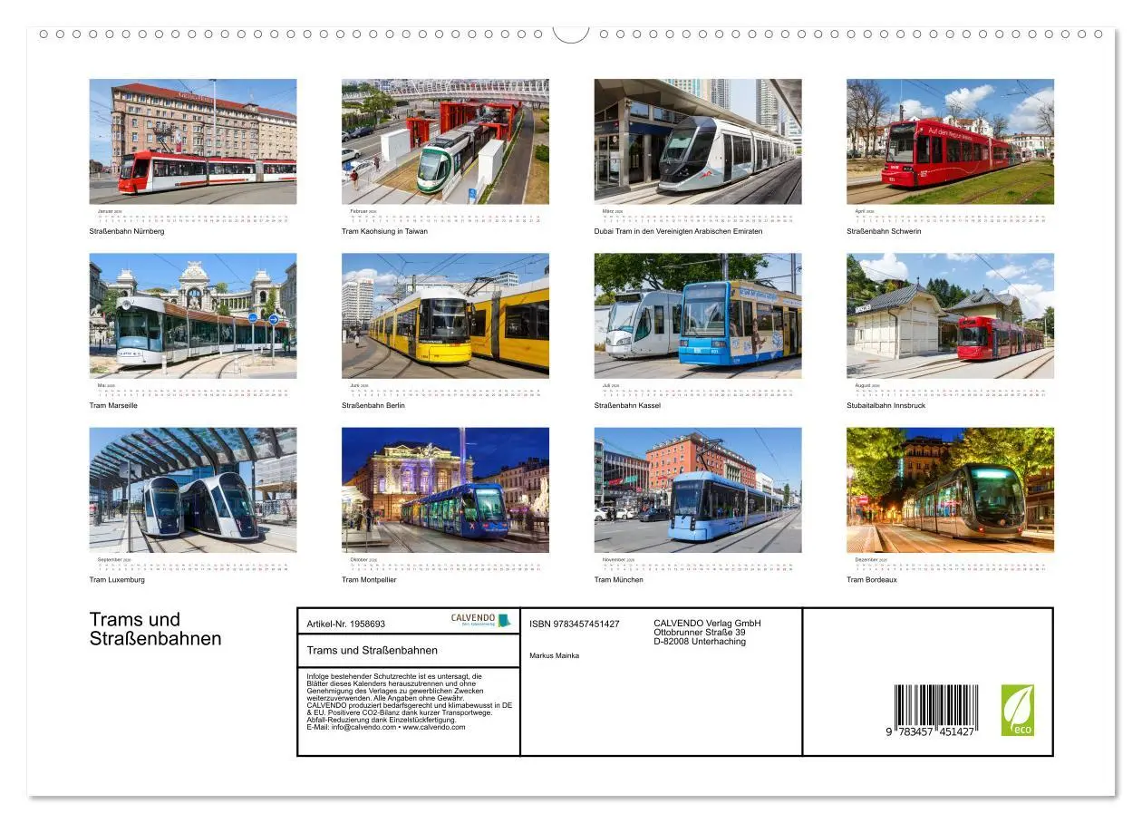 Bild: 9783457451427 | Trams und Straßenbahnen (hochwertiger Premium Wandkalender 2026 DIN...