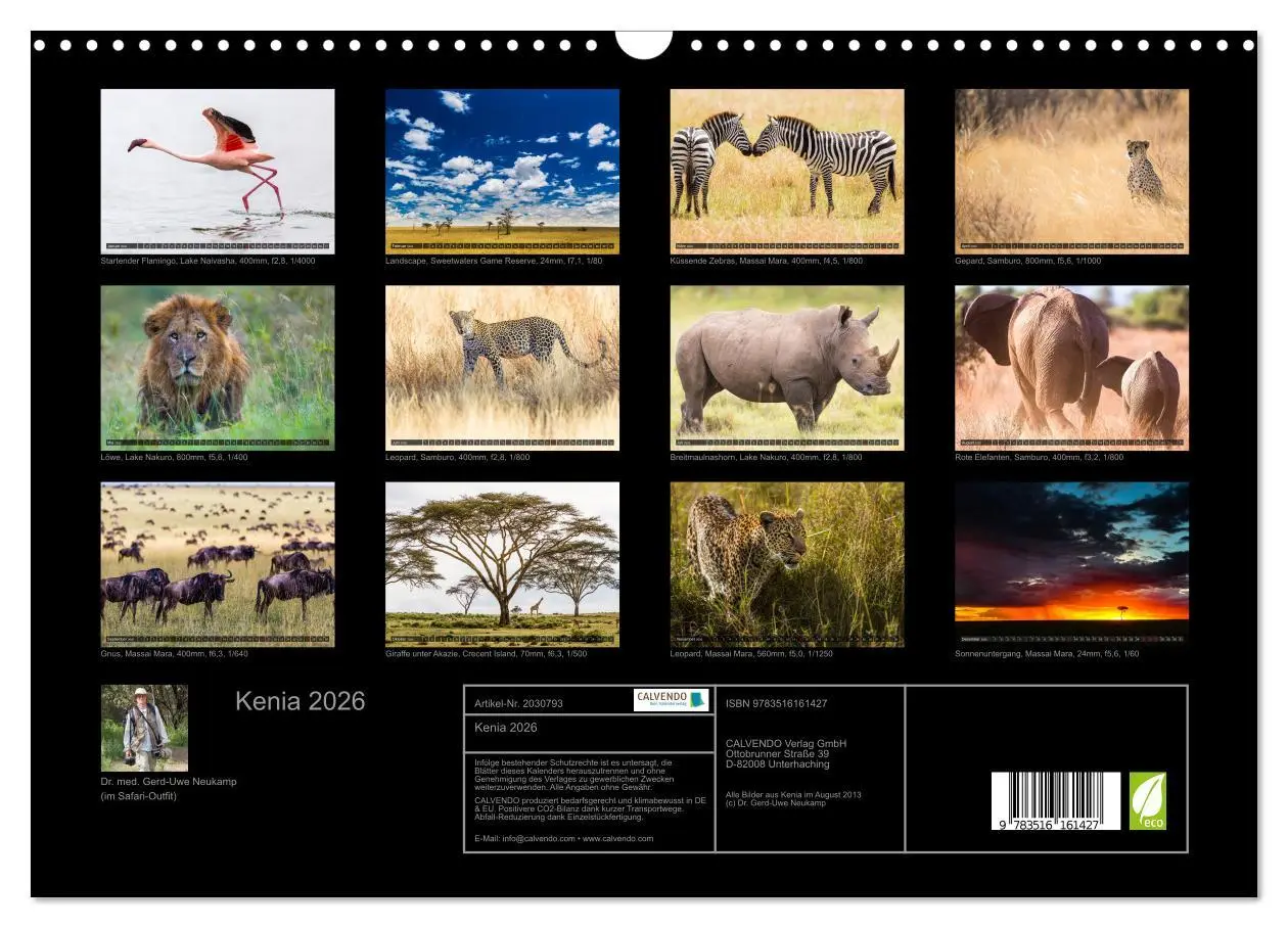 Bild: 9783516161427 | Kenia 2026 (Wandkalender 2026 DIN A3 quer), CALVENDO Monatskalender