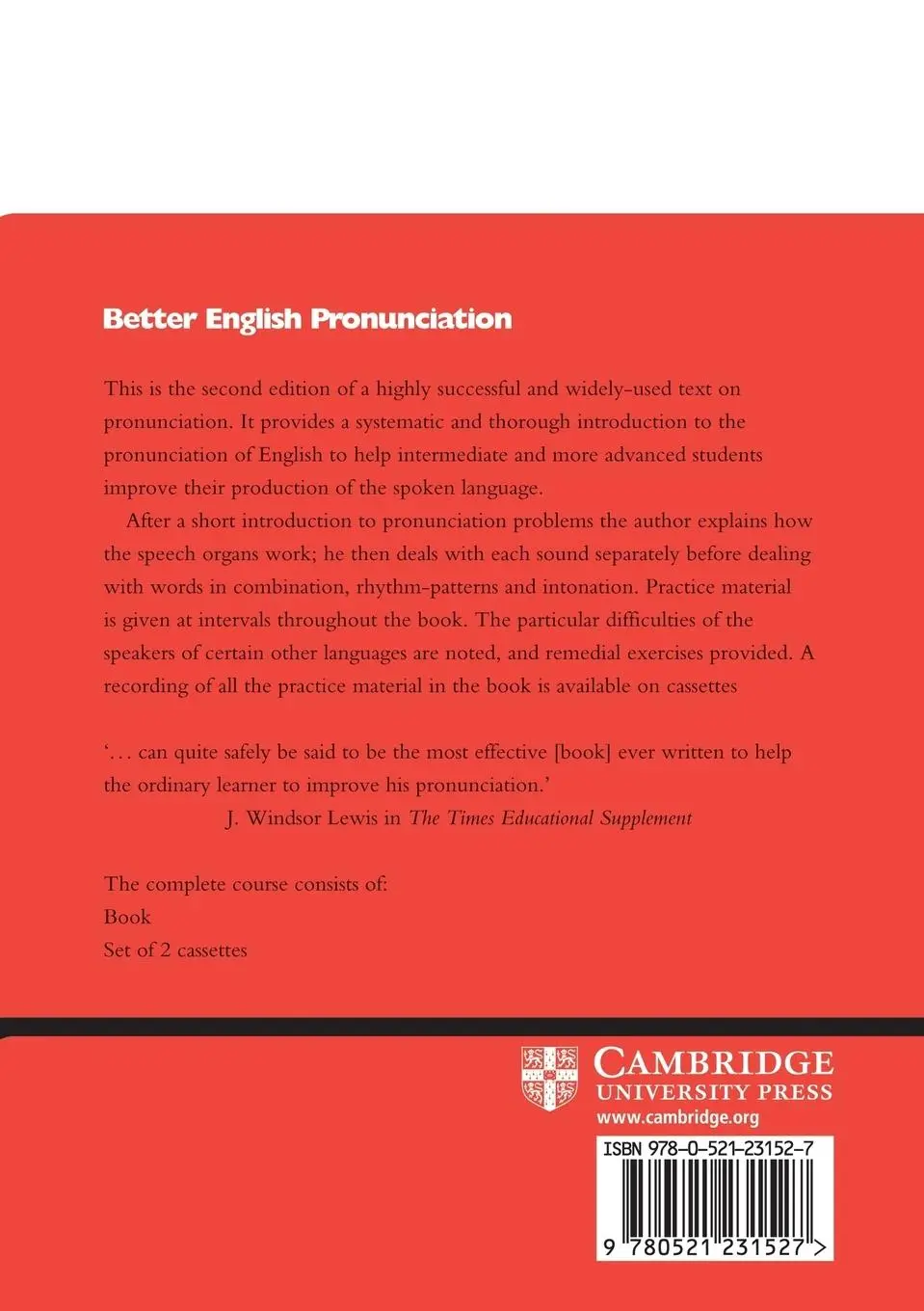 Rückseite: 9780521231527 | Better English Pronunciation | J. D. Oconnor | Taschenbuch | Englisch
