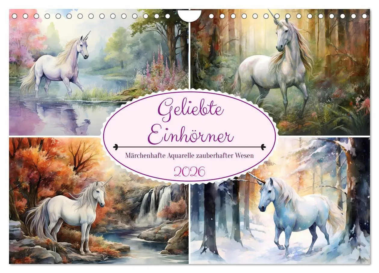 Cover: 9783457371527 | Geliebte Einhörner (Wandkalender 2026 DIN A4 quer), CALVENDO...