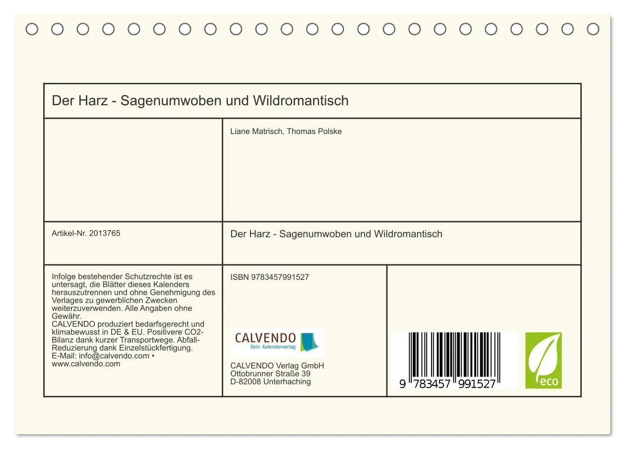 Bild: 9783457991527 | Der Harz - Sagenumwoben und Wildromantisch (Tischkalender 2026 DIN...