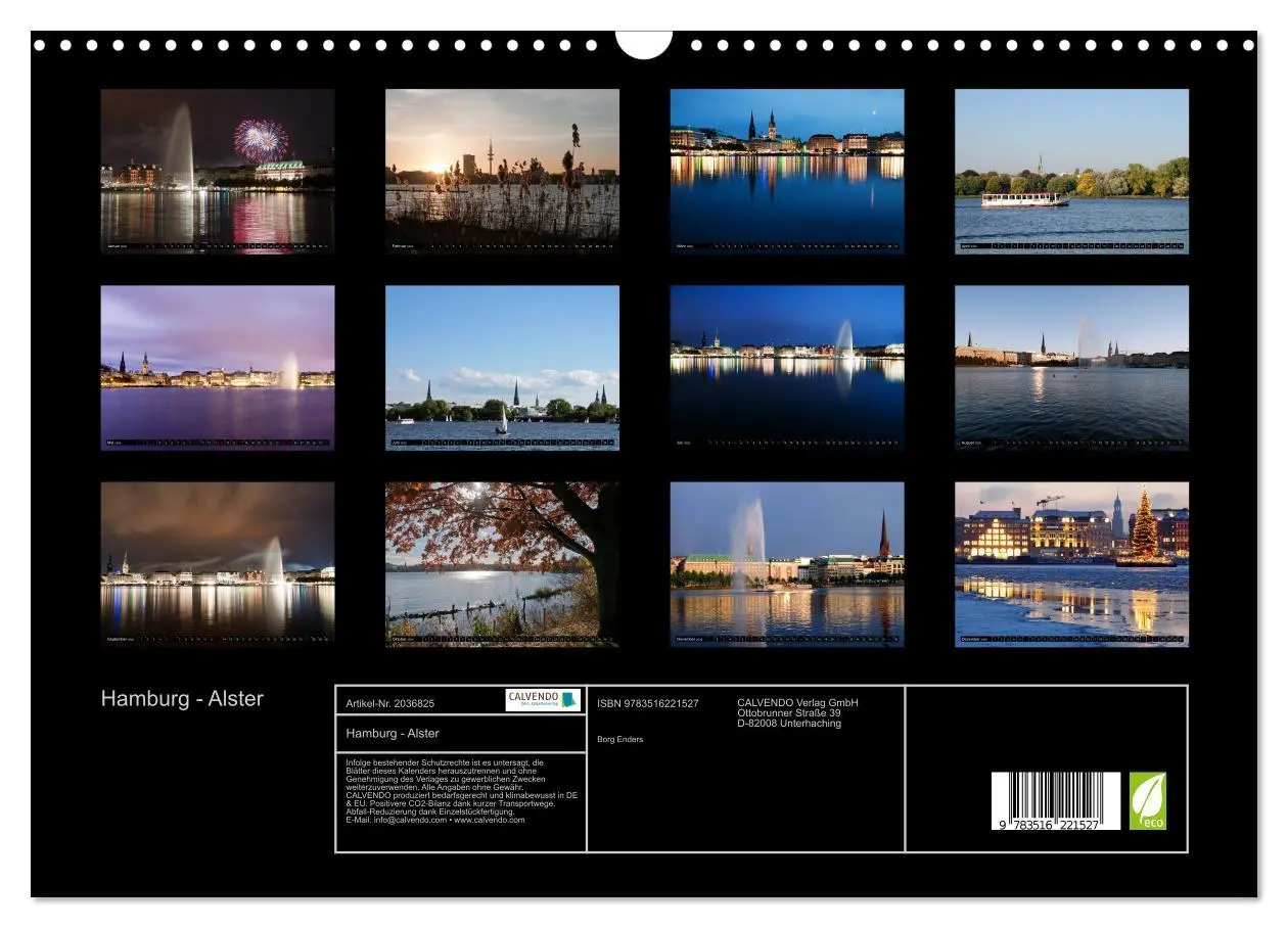 Bild: 9783516221527 | Hamburg - Alster (Wandkalender 2026 DIN A3 quer), CALVENDO...