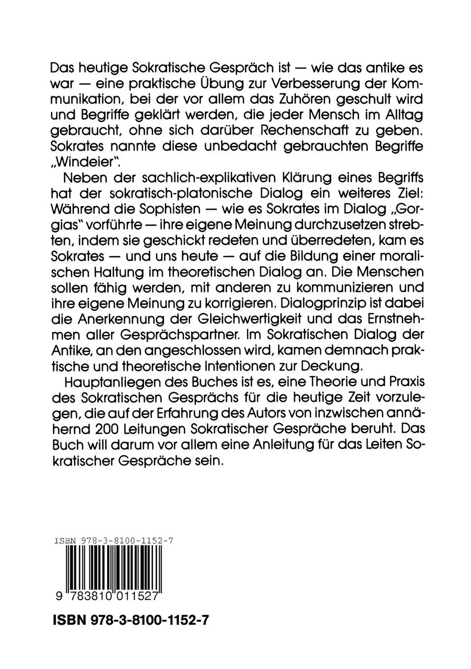 Rückseite: 9783810011527 | Das Sokratische Gespräch in Theorie und Praxis | Detlef Horster | Buch