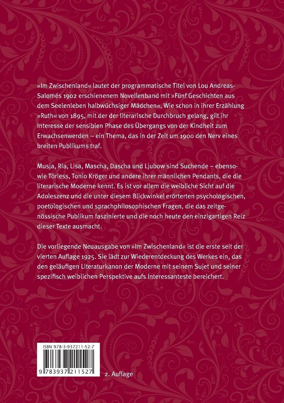 Rückseite: 9783937211527 | Im Zwischenland | Lou Andreas-Salomé | Taschenbuch | Paperback | 2023