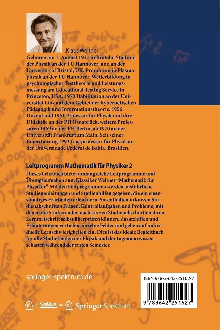 Rückseite: 9783642251627 | Leitprogramm Mathematik für Physiker 2 | Klaus Weltner | Taschenbuch
