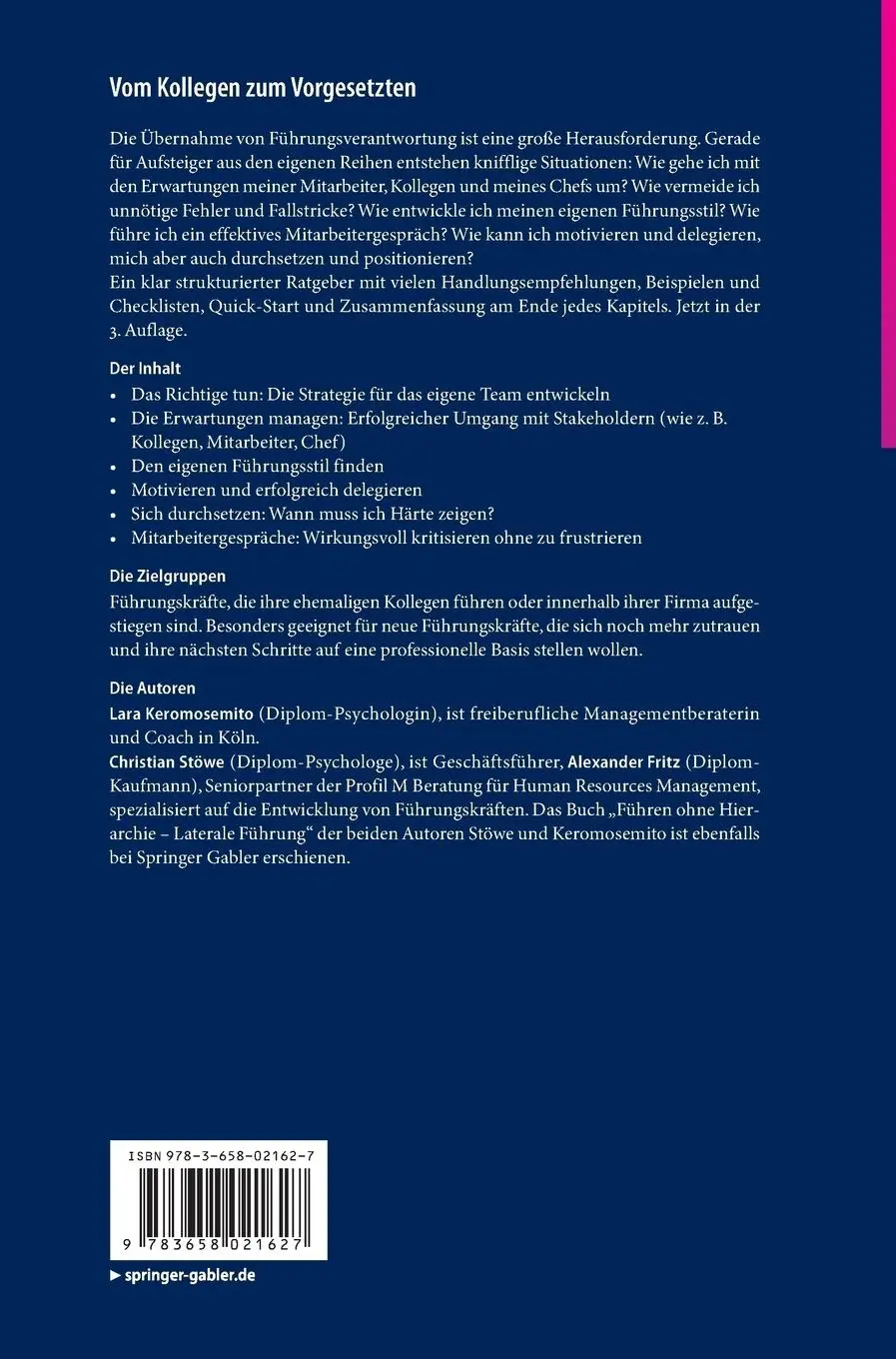 Rückseite: 9783658021627 | Vom Kollegen zum Vorgesetzten | Christian Stöwe (u. a.) | Buch | xxiii