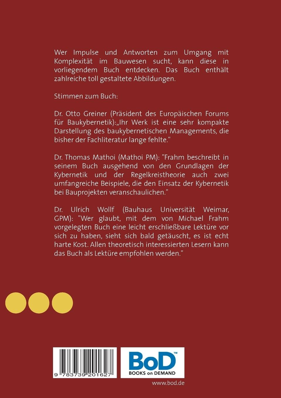 Rückseite: 9783739201627 | Kybernetisches Bauprojektmanagement | Michael Frahm | Taschenbuch