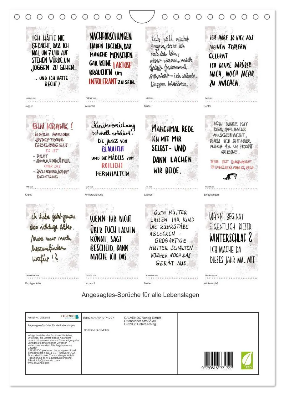 Bild: 9783516371727 | Angesagtes-Sprüche für alle Lebenslagen (Wandkalender 2026 DIN A4...