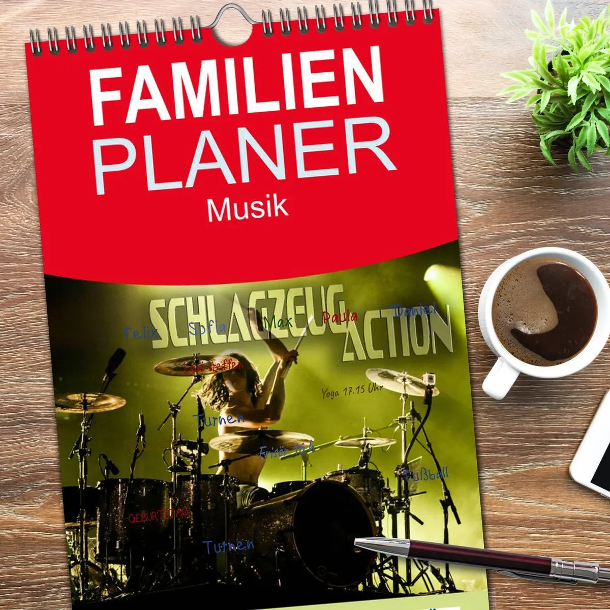 Bild: 9783516511727 | Familienplaner 2026 - Schlagzeug Action mit 5 Spalten...