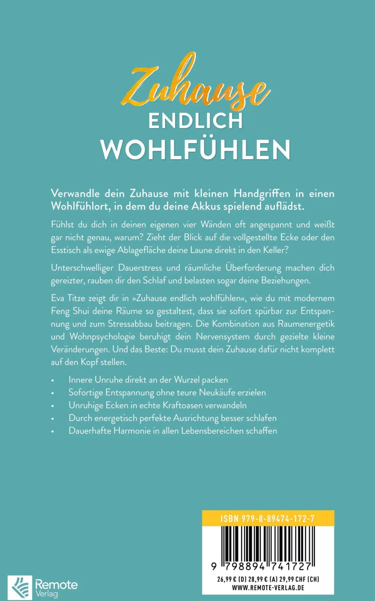 Rückseite: 9798894741727 | Zuhause endlich wohlfühlen | Eva Titze | Buch | 232 S. | Deutsch