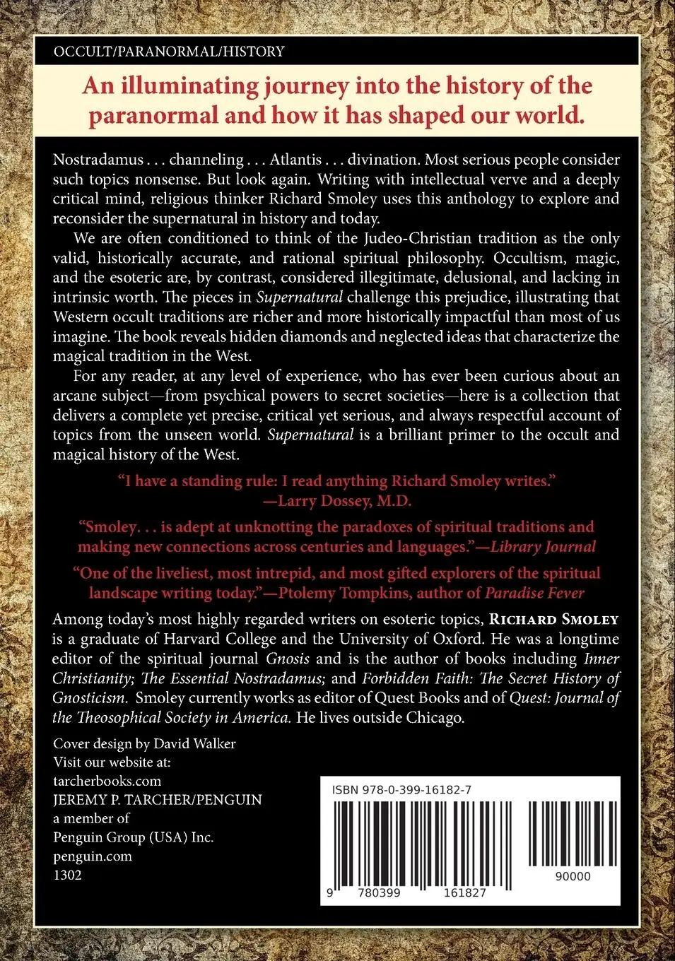 Rückseite: 9780399161827 | Supernatural | Writings on an Unknown History | Richard Smoley | Buch